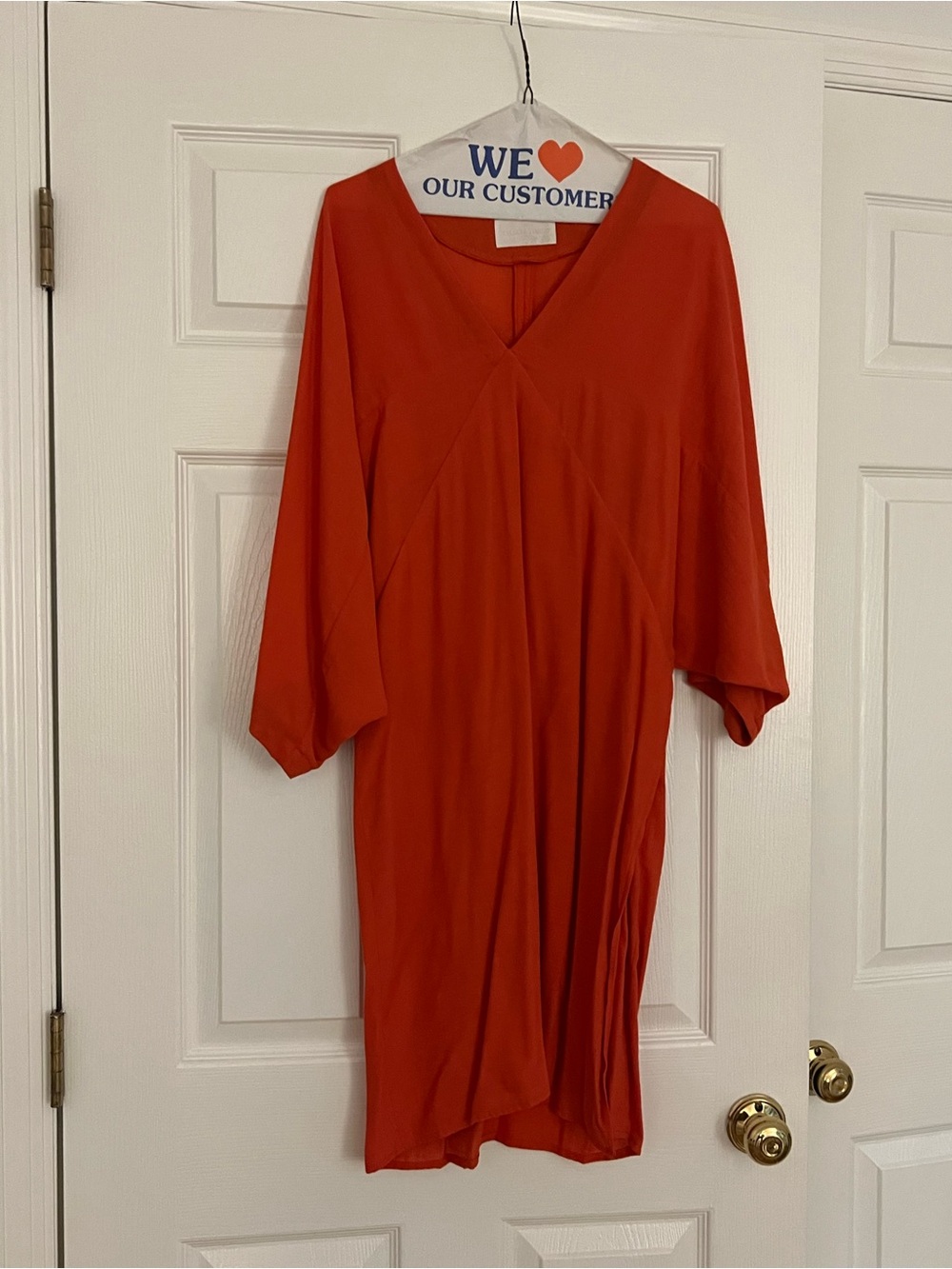 Y/Project Burnt Orange V-Neck Midi Dress